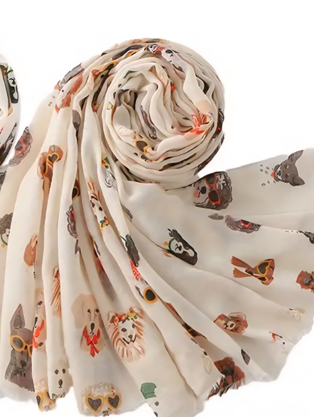 Women’s Cream Dog Print Chiffon Scarf